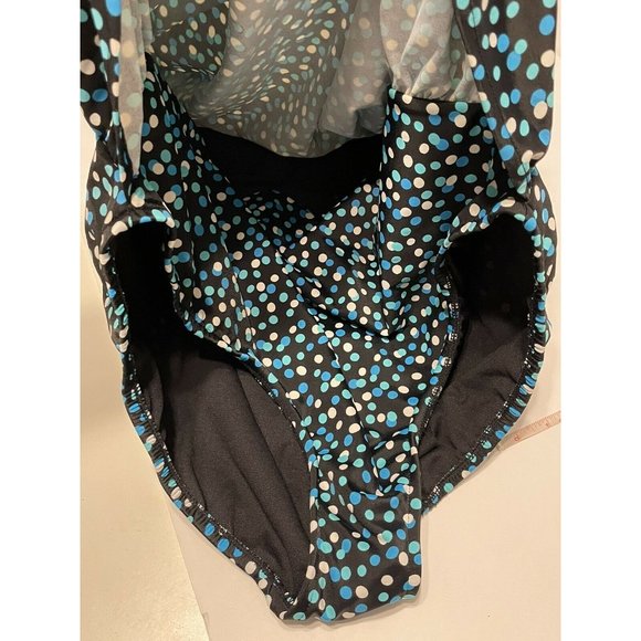 Blue polkadot halter top swimsuit one piece lined padded Halter Women’s 3x Retro - Picture 6 of 10